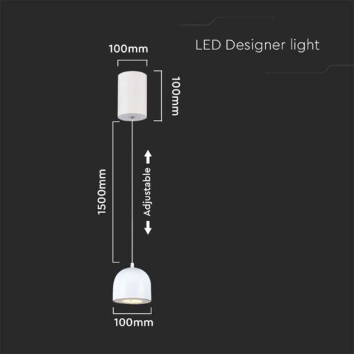 LED κρεμαστό φωτιστικό οροφής 8.5W 3000K θερμό λευκό με λευκό σώμα και On/Off αφής V-TAC – 7996