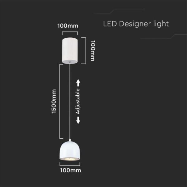 LED κρεμαστό φωτιστικό οροφής 8.5W 3000K θερμό λευκό με λευκό σώμα και On/Off αφής V-TAC – 7996