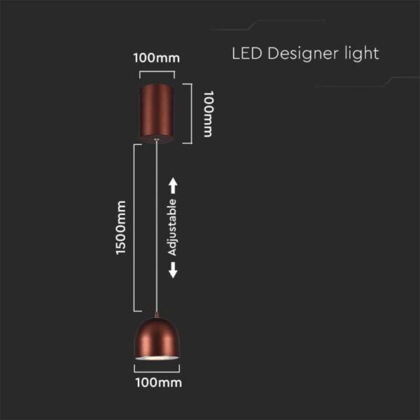 LED κρεμαστό φωτιστικό οροφής 8.5W 3000K θερμό λευκό με καφέ σώμα και On/Off αφής V-TAC – 7997