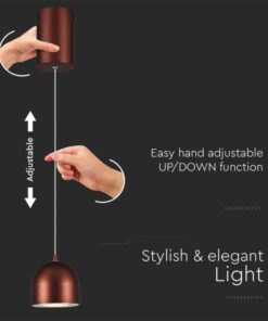 LED κρεμαστό φωτιστικό οροφής 8.5W 3000K θερμό λευκό με καφέ σώμα και On/Off αφής V-TAC – 7997