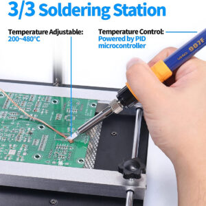 GloboStar® 79973 Ψηφιακός Σταθμός Συγκόλλησης 3in1 με Ψηφιακή Οθόνη – Κολλητήρι – Πιστόλι Θερμού Αέρα Hot Air Soldering Welding Gun – Φούρνος Πλακετών Solder Preheat Welding Oven PCB και PID Προγραμματιζόμενο Σύστημα Ελέγχου Θερμοκρασίας – 1200W