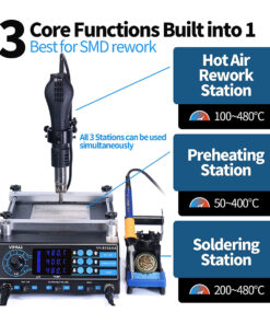 GloboStar® 79973 Ψηφιακός Σταθμός Συγκόλλησης 3in1 με Ψηφιακή Οθόνη – Κολλητήρι – Πιστόλι Θερμού Αέρα Hot Air Soldering Welding Gun – Φούρνος Πλακετών Solder Preheat Welding Oven PCB και PID Προγραμματιζόμενο Σύστημα Ελέγχου Θερμοκρασίας – 1200W