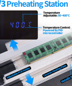 GloboStar® 79973 Ψηφιακός Σταθμός Συγκόλλησης 3in1 με Ψηφιακή Οθόνη – Κολλητήρι – Πιστόλι Θερμού Αέρα Hot Air Soldering Welding Gun – Φούρνος Πλακετών Solder Preheat Welding Oven PCB και PID Προγραμματιζόμενο Σύστημα Ελέγχου Θερμοκρασίας – 1200W