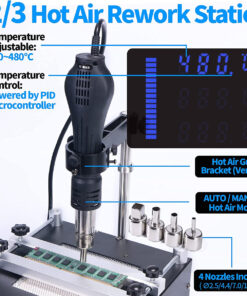 GloboStar® 79973 Ψηφιακός Σταθμός Συγκόλλησης 3in1 με Ψηφιακή Οθόνη – Κολλητήρι – Πιστόλι Θερμού Αέρα Hot Air Soldering Welding Gun – Φούρνος Πλακετών Solder Preheat Welding Oven PCB και PID Προγραμματιζόμενο Σύστημα Ελέγχου Θερμοκρασίας – 1200W