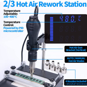 GloboStar® 79973 Ψηφιακός Σταθμός Συγκόλλησης 3in1 με Ψηφιακή Οθόνη – Κολλητήρι – Πιστόλι Θερμού Αέρα Hot Air Soldering Welding Gun – Φούρνος Πλακετών Solder Preheat Welding Oven PCB και PID Προγραμματιζόμενο Σύστημα Ελέγχου Θερμοκρασίας – 1200W