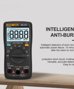 GloboStar® 79975 Ψηφιακό Φορητό Πολύμετρο Data Retantion True RMS Intelligent Automation Μπαταρίας 2 x AAA (Δεν Περιλαμβάνονται) Μετρητής Τάσης AC/DC – Θερμοκρασία – Αμπερόμετρο – Voltmeter – Καπασιτόμετρο – Ohm – Μαύρο