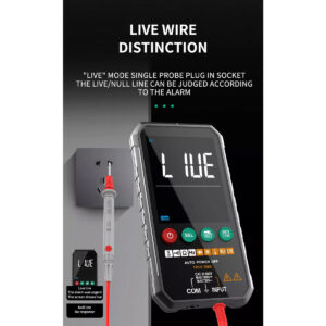 GloboStar® 79976 Ψηφιακό Φορητό Πολύμετρο Data Retantion True RMS Intelligent Automation AI Μπαταρίας 2 x AAA (Δεν Περιλαμβάνονται) με Οπίσθιο Φωτισμό Μετρητής Τάσης AC/DC – Θερμοκρασία – Αμπερόμετρο – Voltmeter – Καπασιτόμετρο – Ohm – Μαύρο