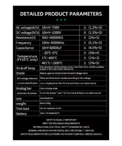 GloboStar® 79976 Ψηφιακό Φορητό Πολύμετρο Data Retantion True RMS Intelligent Automation AI Μπαταρίας 2 x AAA (Δεν Περιλαμβάνονται) με Οπίσθιο Φωτισμό Μετρητής Τάσης AC/DC – Θερμοκρασία – Αμπερόμετρο – Voltmeter – Καπασιτόμετρο – Ohm – Μαύρο