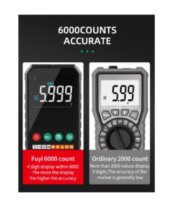 GloboStar® 79976 Ψηφιακό Φορητό Πολύμετρο Data Retantion True RMS Intelligent Automation AI Μπαταρίας 2 x AAA (Δεν Περιλαμβάνονται) με Οπίσθιο Φωτισμό Μετρητής Τάσης AC/DC – Θερμοκρασία – Αμπερόμετρο – Voltmeter – Καπασιτόμετρο – Ohm – Μαύρο