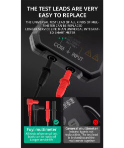 GloboStar® 79976 Ψηφιακό Φορητό Πολύμετρο Data Retantion True RMS Intelligent Automation AI Μπαταρίας 2 x AAA (Δεν Περιλαμβάνονται) με Οπίσθιο Φωτισμό Μετρητής Τάσης AC/DC – Θερμοκρασία – Αμπερόμετρο – Voltmeter – Καπασιτόμετρο – Ohm – Μαύρο