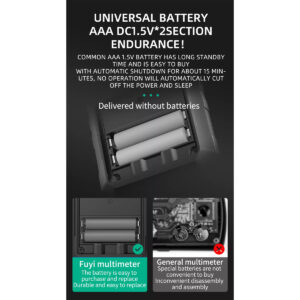 GloboStar® 79976 Ψηφιακό Φορητό Πολύμετρο Data Retantion True RMS Intelligent Automation AI Μπαταρίας 2 x AAA (Δεν Περιλαμβάνονται) με Οπίσθιο Φωτισμό Μετρητής Τάσης AC/DC – Θερμοκρασία – Αμπερόμετρο – Voltmeter – Καπασιτόμετρο – Ohm – Μαύρο