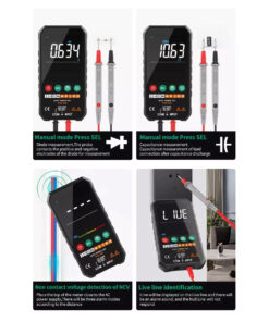 GloboStar® 79976 Ψηφιακό Φορητό Πολύμετρο Data Retantion True RMS Intelligent Automation AI Μπαταρίας 2 x AAA (Δεν Περιλαμβάνονται) με Οπίσθιο Φωτισμό Μετρητής Τάσης AC/DC – Θερμοκρασία – Αμπερόμετρο – Voltmeter – Καπασιτόμετρο – Ohm – Μαύρο