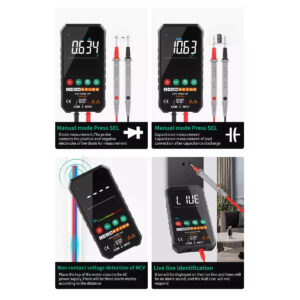 GloboStar® 79976 Ψηφιακό Φορητό Πολύμετρο Data Retantion True RMS Intelligent Automation AI Μπαταρίας 2 x AAA (Δεν Περιλαμβάνονται) με Οπίσθιο Φωτισμό Μετρητής Τάσης AC/DC – Θερμοκρασία – Αμπερόμετρο – Voltmeter – Καπασιτόμετρο – Ohm – Μαύρο