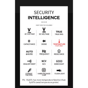 GloboStar® 79976 Ψηφιακό Φορητό Πολύμετρο Data Retantion True RMS Intelligent Automation AI Μπαταρίας 2 x AAA (Δεν Περιλαμβάνονται) με Οπίσθιο Φωτισμό Μετρητής Τάσης AC/DC – Θερμοκρασία – Αμπερόμετρο – Voltmeter – Καπασιτόμετρο – Ohm – Μαύρο