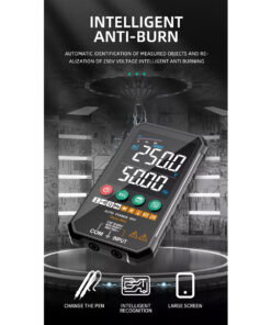 GloboStar® 79976 Ψηφιακό Φορητό Πολύμετρο Data Retantion True RMS Intelligent Automation AI Μπαταρίας 2 x AAA (Δεν Περιλαμβάνονται) με Οπίσθιο Φωτισμό Μετρητής Τάσης AC/DC – Θερμοκρασία – Αμπερόμετρο – Voltmeter – Καπασιτόμετρο – Ohm – Μαύρο