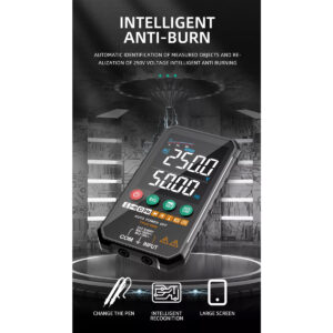 GloboStar® 79976 Ψηφιακό Φορητό Πολύμετρο Data Retantion True RMS Intelligent Automation AI Μπαταρίας 2 x AAA (Δεν Περιλαμβάνονται) με Οπίσθιο Φωτισμό Μετρητής Τάσης AC/DC – Θερμοκρασία – Αμπερόμετρο – Voltmeter – Καπασιτόμετρο – Ohm – Μαύρο