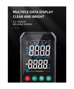 GloboStar® 79976 Ψηφιακό Φορητό Πολύμετρο Data Retantion True RMS Intelligent Automation AI Μπαταρίας 2 x AAA (Δεν Περιλαμβάνονται) με Οπίσθιο Φωτισμό Μετρητής Τάσης AC/DC – Θερμοκρασία – Αμπερόμετρο – Voltmeter – Καπασιτόμετρο – Ohm – Μαύρο