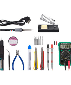 GloboStar® 79978 ΚΙΤ Ηλεκτρονικού με Κολλητήρι & Βάση – Απορροφητική Τρόμπα Κόλλησης – Πλαγιοκόφτη – Τσιμπιδάκι (tweezer) Πενσέτα – Καλάι Κόλλησης – Κοπίδια Φαλτσέτες Ασφαλείας – Ψηφιακό Φορητό Πολύμετρο