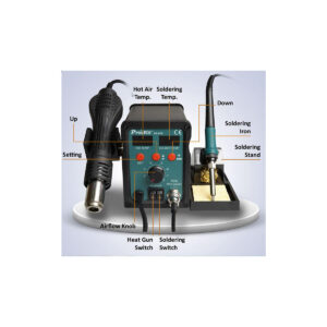 GloboStar® 79979 ProsKit SS-979 Ψηφιακός Σταθμός Συγκόλλησης 2in1 με Dual Digital Ψηφιακή Οθόνη – Κολλητήρι – Πιστόλι Θερμού Αέρα Hot Air Soldering Welding Gun και PID Προγραμματιζόμενο Σύστημα Ελέγχου Θερμοκρασίας – 760W