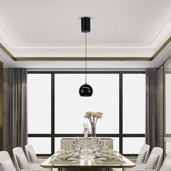 LED κρεμαστό φωτιστικό οροφής σφαίρα 8.5W 3000K θερμό λευκό με μαύρο σώμα V-TAC – 7998