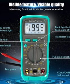 GloboStar® 79982 Ψηφιακό Πολύμετρο Proskit MT-1210 με Θήκη Προστασίας – Οθόνη 3 ½ – Buzzer και Βοηθητικό Φωτισμό