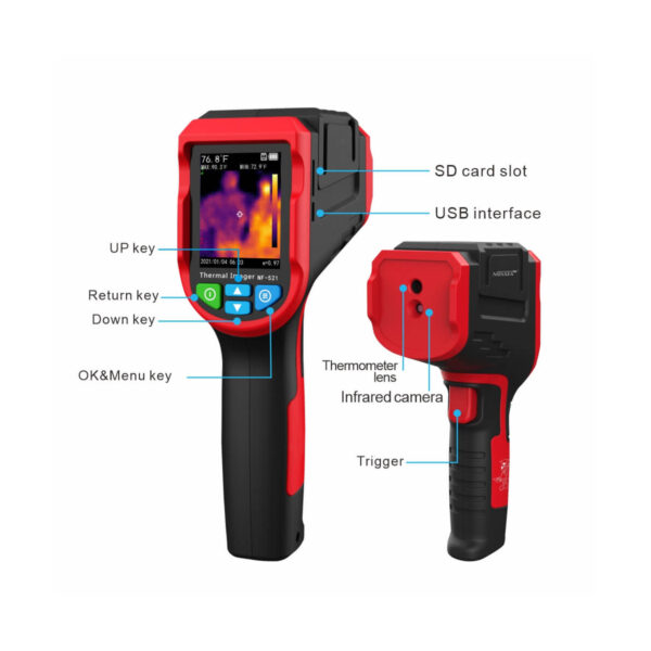 GloboStar® 79989 Θερμοκάμερα Χειρός -10°C – 400°C 32×32 Pixel Οθόνη 2.4 TFT LCD 2 Megapixel HD Επαναφορτιζόμενη με Μπαταρία Li-ion 2600mAh & Καλώδιο Φόρτισης Micro USB Interface – 8GB Micro TF Card