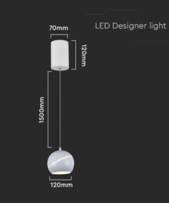 LED κρεμαστό φωτιστικό οροφής σφαίρα 8.5W 3000K θερμό λευκό με λευκό σώμα V-TAC – 7999