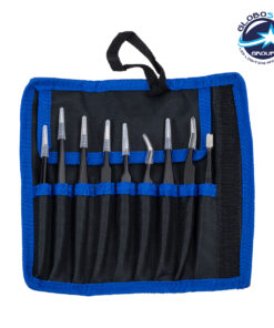 GloboStar® 79997 Επαγγελματικό Mini Σετ Λαβίδων – Τσιμπίδων – Tweezers 9 Τεμαχίων σε 1 DIY Tool Kit Υψηλής Αντοχής Stainless Steel Μαύρο Μ19 x Π2.5 x Υ19cm