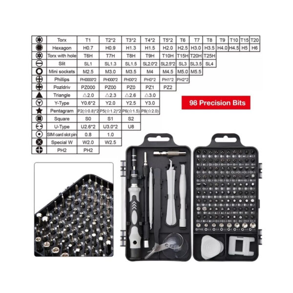 GloboStar® 79998 Επαγγελματικό Mini Σετ Εργαλείων 115 Εξαρτημάτων σε 1 DIY Tool Kit – Για Επισκευές iPhone,Samsung κλπ Κινητά Τηλέφωνα – PC – Laptop – Xbox – Ρολογιών – Οπτικά – Γυαλιά και Γενικών Μικρόεπισκευών Λεπτομέρειας με Μαγνητικό Κατσαβίδι