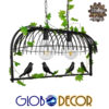 GloboStar® FACET 01643 Vintage Industrial Κρεμαστό Φωτιστικό Οροφής Δίφωτο 2 x E27 Μαύρο Μεταλλικό Πλέγμα Μ73.6 x Π37.5 x Y38cm