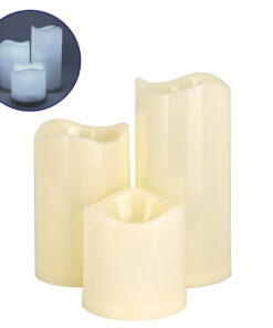 GloboStar® S-79551 ΣΕΤ 3 Διακοσμητικών Realistic Κεριών με LED – Μπαταρίας Ψυχρό Λευκό 6000K Dimmable