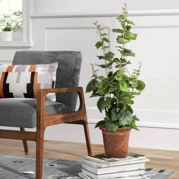 GloboStar® Artificial Garden SKIATHOS 20345 Διακοσμητικό Ψάθινο Καλάθι – Κασπώ Γλάστρα – Flower Pot Καφέ Φ24cm x Υ24cm
