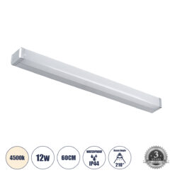 GloboStar® RENATA 60442 Μοντέρνο Φωτιστικό Τοίχου – Απλίκα Καθρέπτη Μπάνιου – Πίνακα LED 12W 1400lm 210° AC 220-240V IP44 Μ60 x Π4 x Υ5.5cm – Φυσικό Λευκό 4500K – Χρώμιο Νίκελ – 3 Χρόνια Εγγύηση
