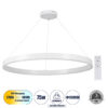GloboStar® VENOM 61183 Κρεμαστό Φωτιστικό Δαχτυλίδι-Κύκλος LED CCT 75W 8818lm 120° AC 220-240V – Εναλλαγή Φωτισμού μέσω Τηλεχειριστηρίου All In One Ψυχρό 6000K+Φυσικό 4500K+Θερμό 2700K Dimmable Φ100cm – Λευκό – 3 Years Warranty