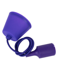 GloboStar® CABLITO 61560 Μοντέρνο Κρεμαστό Φωτιστικό Οροφής Μονόφωτο 1 x E27 Μωβ Σιλικόνης Ανάρτηση με Υφασμάτινο Καλώδιο Φ4 x Υ110cm