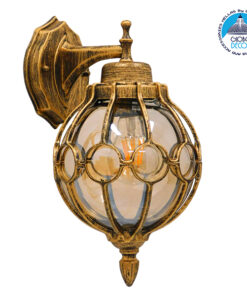 GloboStar® ETOILE 01227 Vintage Industrial Φωτιστικό Τοίχου Απλίκα Μονόφωτο Μπρονζέ Χρυσό Μεταλλικό Πλέγμα με Μελί Γυαλί Φ18 x Υ27cm