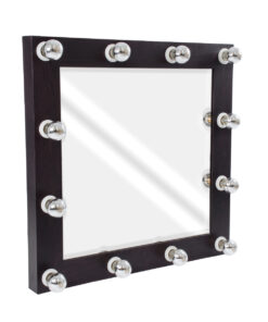 GloboStar® MAKEUP MIRROR-80×80-2 Μοντέρνος Καθρέπτης Μακιγιάζ με Πλαίσιο Φυσικού Ξύλου με Διακόπτη On/Off 12 x E27 AC220-240V – Μ80 x Π7 x Υ80cm – Καφέ Wenge