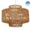 GloboStar® JENSON 00909 Vintage Κρεμαστό Φωτιστικό Οροφής Μονόφωτο 1 x E27 Πλέγμα με Ανοιχτό Καφέ Σχοινί Φ33 x Y35cm