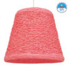 GloboStar® PLAYROOM 00996 Vintage Κρεμαστό Φωτιστικό Οροφής Μονόφωτο 1 x E27 Ροζ Ξύλινο Ψάθινο Rattan Φ32 x Υ27cm