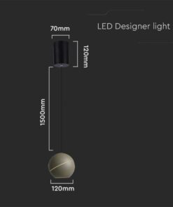 LED κρεμαστό φωτιστικό οροφής σφαίρα 8.5W 3000K θερμό λευκό με champagne gold σώμα V-TAC – 8000
