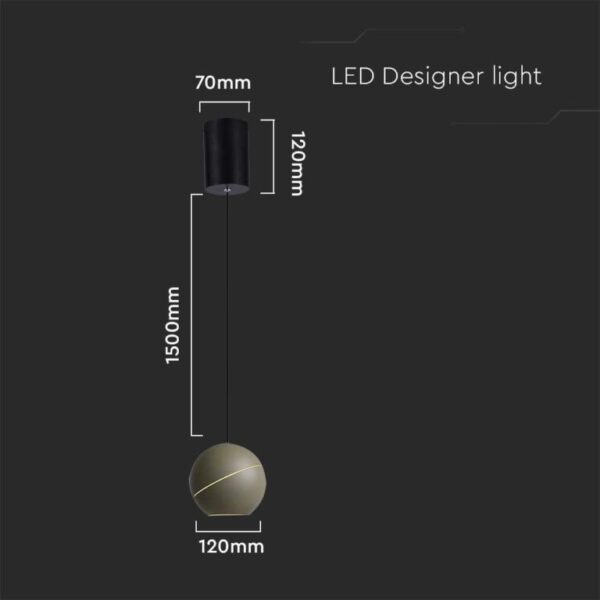 LED κρεμαστό φωτιστικό οροφής σφαίρα 8.5W 3000K θερμό λευκό με champagne gold σώμα V-TAC – 8000
