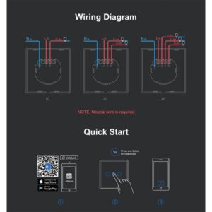 GloboStar® 80018 SONOFF T3EU1C-TX-EU-R2 – Wi-Fi Smart Wall Touch Button Switch 1 Way TX GR Series