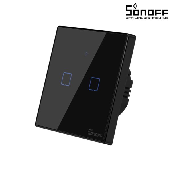 GloboStar® 80019 SONOFF T3EU2C-TX-EU-R2 - Wi-Fi Smart Wall Touch Button Switch 2 Way TX GR Series-80019GS