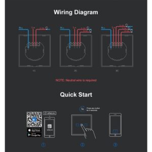 GloboStar® 80019 SONOFF T3EU2C-TX-EU-R2 – Wi-Fi Smart Wall Touch Button Switch 2 Way TX GR Series-80019GS