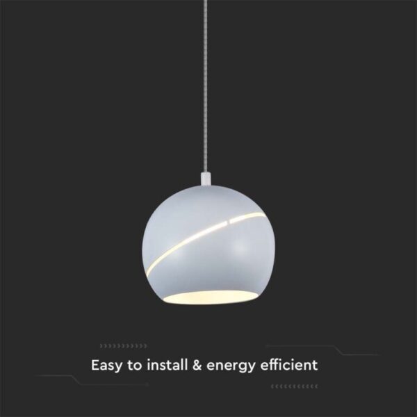 LED κρεμαστό φωτιστικό οροφής σφαίρα 8.5W 3000K θερμό λευκό με λευκό σώμα και On/Off αφής V-TAC – 8002