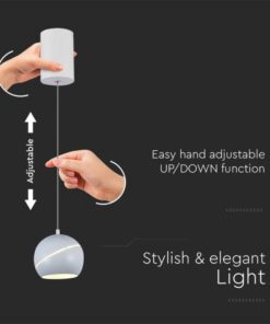LED κρεμαστό φωτιστικό οροφής σφαίρα 8.5W 3000K θερμό λευκό με λευκό σώμα και On/Off αφής V-TAC – 8002