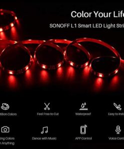 GloboStar® 80025 SONOFF L1-5050RGB-GR-5M-R2 – Smart RGB LED Light Strip Extension 5M Waterproof IP65