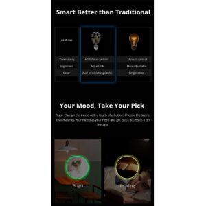 GloboStar® 80027 SONOFF B02-F-A60-R2 – Wi-Fi Smart LED Filament Bulb E27 A60 7W 806lm AC 220-240V CCT Change from 2200K to 6500K Dimmable