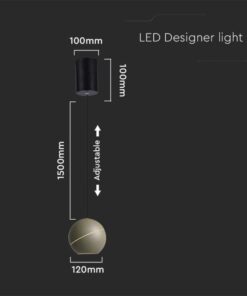 LED κρεμαστό φωτιστικό οροφής σφαίρα 8.5W 3000K θερμό λευκό με champagne gold σώμα και On/Off αφής V-TAC – 8003