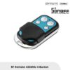 GloboStar® 80042 SONOFF 433-REMOTE-R2 – RF 433MHz Remote Controller 4 Button/Key with Battery